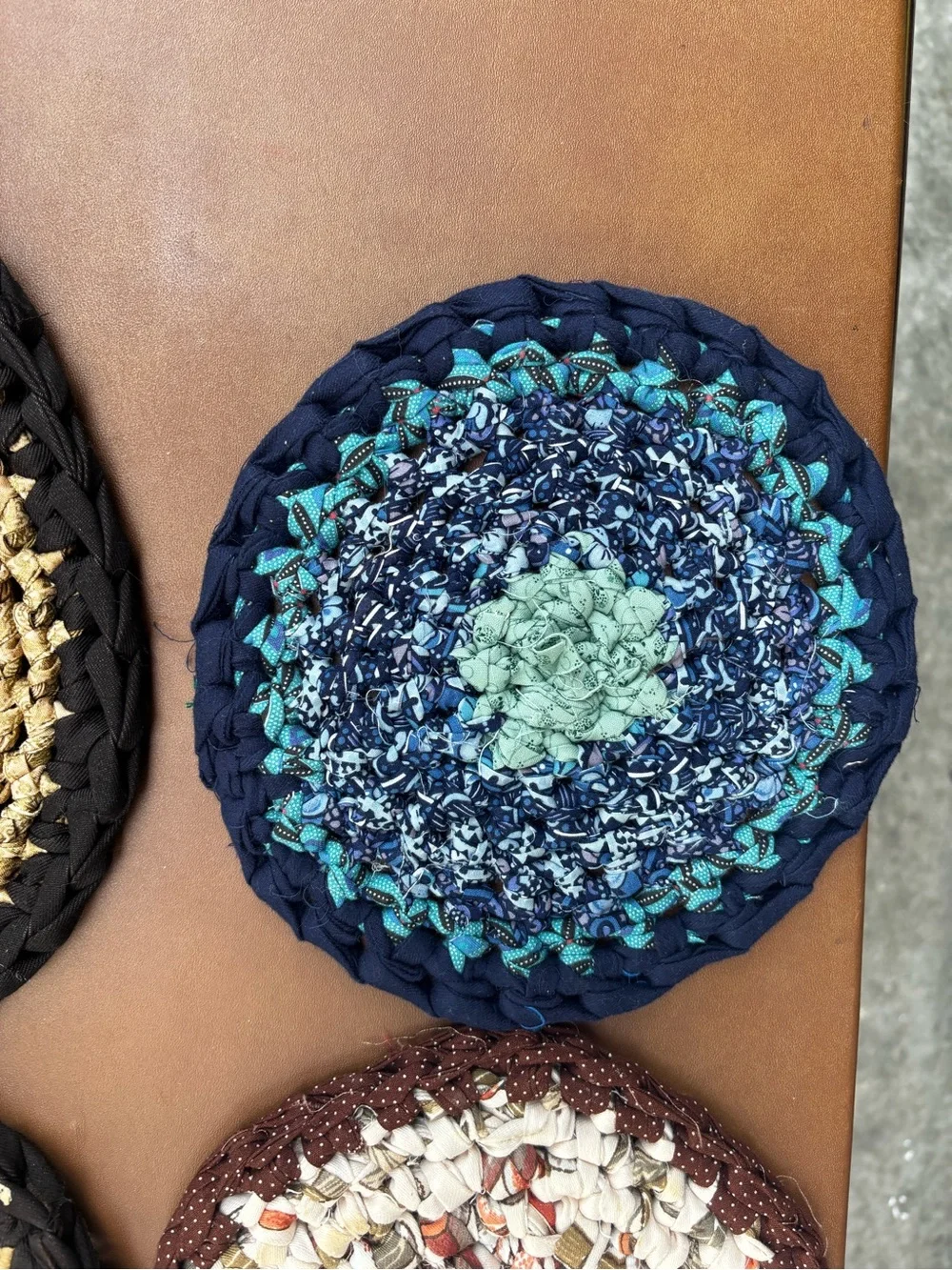 Set Of 9 Vintage Woven Braided Rug Trivets Hot Pads Granny Kitchen farmhouse